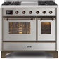 Ilve UMD10FDNS3SSB Majestic Ii 40 Inch Dual Fuel Natural Gas Freestanding Range In Stainless Steel With Bronze Trim