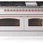 Ilve UP60FNMPWHP Nostalgie Ii 60 Inch Dual Fuel Natural Gas Freestanding Range In White With Copper Trim