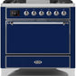 Ilve UM09FDQNS3MBCLP Majestic Ii 36 Inch Dual Fuel Liquid Propane Freestanding Range In Blue With Chrome Trim