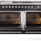 Ilve UP60FSNMPBKC Nostalgie Ii 60 Inch Dual Fuel Natural Gas Freestanding Range In Glossy Black With Chrome Trim