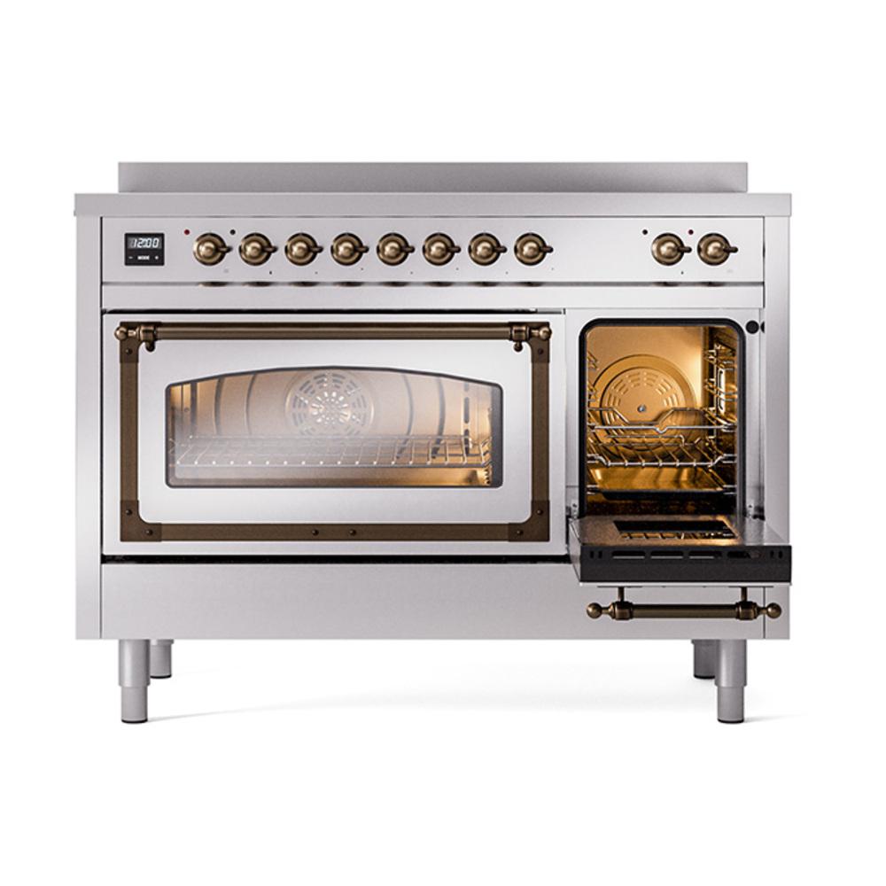 Ilve UNI486NMPSSB Ilve Uni486Nmpssb Nostalgie Ii Noblesse 48" Induction Range (Triple Glass Door, Stainless Steel, Burnished)