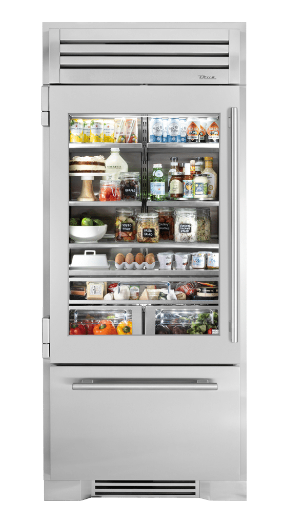 True Residential TR36RBFLSGA 36 Inch Stainless Glass Door Left Hinge Refrigerator With Bottom Freezer