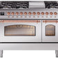 Ilve UP48FNMPSSP Nostalgie Ii 48 Inch Dual Fuel Natural Gas Freestanding Range In Stainless Steel With Copper Trim