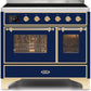 Ilve UMDI10NS3MBG Majestic Ii 40 Inch Electric Freestanding Range In Blue With Brass Trim