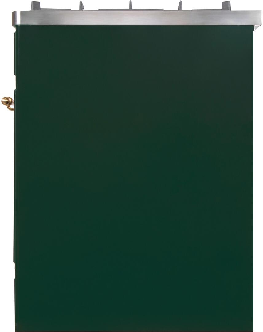 Ilve UM30DNE3EGGLP Majestic Ii 30 Inch Dual Fuel Liquid Propane Freestanding Range In Emerald Green With Brass Trim