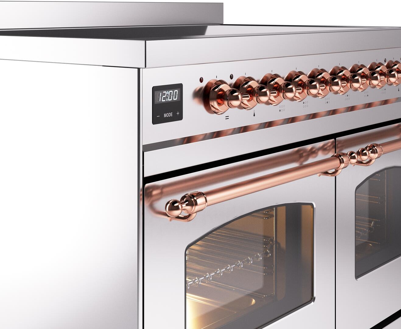 Ilve UPDI406NMPSSP Nostalgie Ii 40 Inch Electric Freestanding Range In Stainless Steel With Copper Trim