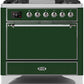 Ilve UM09FDQNS3EGC Majestic Ii 36 Inch Dual Fuel Natural Gas Freestanding Range In Emerald Green With Chrome Trim