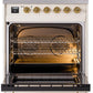 Ilve UPI304NMPAWG Nostalgie Ii 30 Inch Electric Freestanding Range In Antique White With Brass Trim