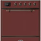 Ilve UM30DQNE3BUBLP Majestic Ii 30 Inch Dual Fuel Liquid Propane Freestanding Range In Burgundy With Bronze Trim