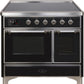 Ilve UMDI10NS3BKC Majestic Ii 40 Inch Electric Freestanding Range In Glossy Black With Chrome Trim