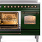 Ilve UPDI406NMPEGB Nostalgie Ii 40 Inch Electric Freestanding Range In Emerald Green With Bronze Trim