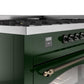 Ilve UP60FNMPEGBLP Nostalgie Ii 60 Inch Dual Fuel Liquid Propane Freestanding Range In Emerald Green With Bronze Trim