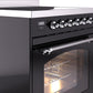 Ilve UPI304NMPBKC Nostalgie Ii 30 Inch Electric Freestanding Range In Glossy Black With Chrome Trim