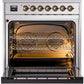 Ilve UP30NMPSSBLP Nostalgie Ii 30 Inch Dual Fuel Liquid Propane Freestanding Range In Stainless Steel With Bronze Trim