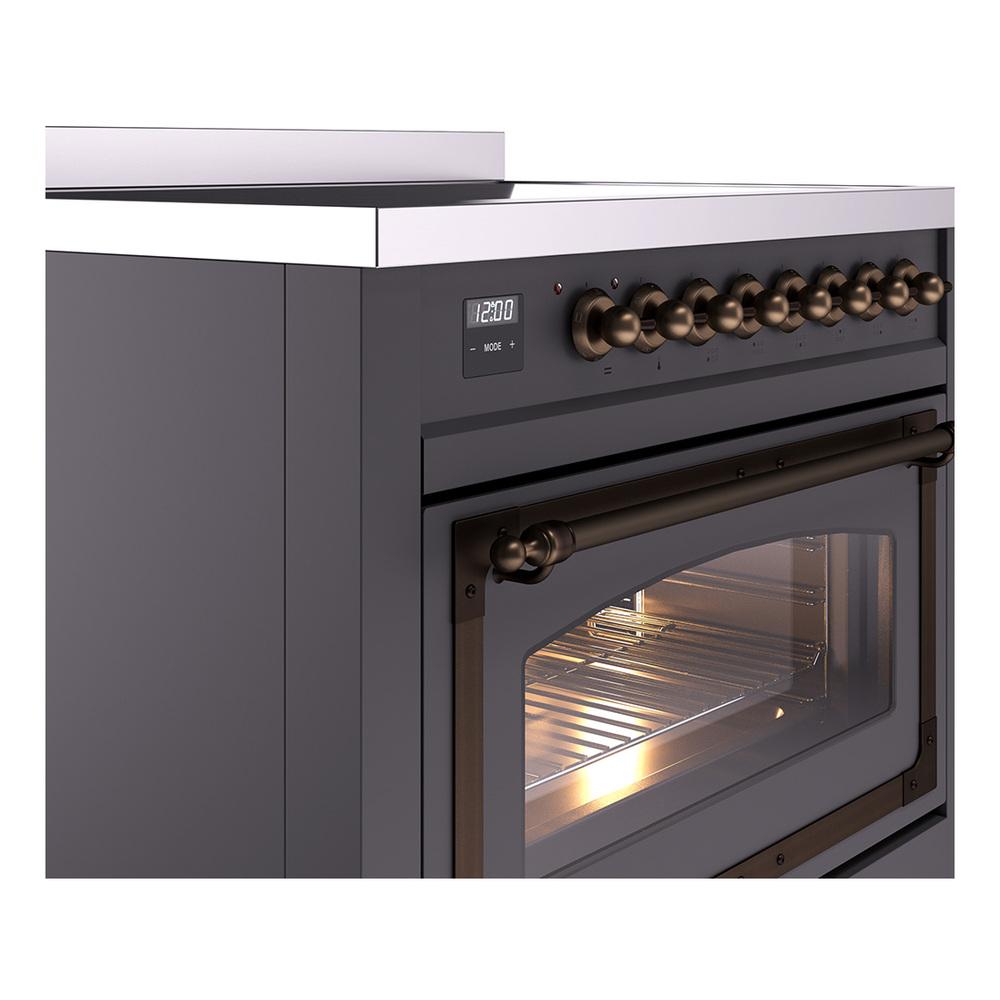 Ilve UNI366NMPMGB Ilve Uni366Nmpmgb Nostalgie Ii Noblesse 36" Induction Range (Triple Glass Door, Graphite Matte, Burnished)