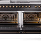 Ilve UP60FSNMPBKBLP Nostalgie Ii 60 Inch Dual Fuel Liquid Propane Freestanding Range In Glossy Black With Bronze Trim