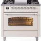 Ilve UP36FNMPAWCLP Nostalgie Ii 36 Inch Dual Fuel Liquid Propane Freestanding Range In Antique White With Chrome Trim