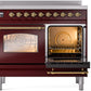 Ilve UPDI406NMPBUG Nostalgie Ii 40 Inch Electric Freestanding Range In Burgundy With Brass Trim