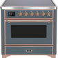 Ilve UMI09NS3BGP Majestic Ii 36 Inch Electric Freestanding Range In Blue Grey With Copper Trim