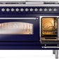 Ilve UP48FNMPMBC Nostalgie Ii 48 Inch Dual Fuel Natural Gas Freestanding Range In Blue With Chrome Trim