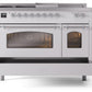 Ilve UP48FSNMPWHC Nostalgie Ii 48 Inch Dual Fuel Natural Gas Freestanding Range In White With Chrome Trim