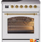 Ilve UPI304NMPRAG Nostalgie Ii 30 Inch Electric Freestanding Range In Ral Custom Color With Brass Trim