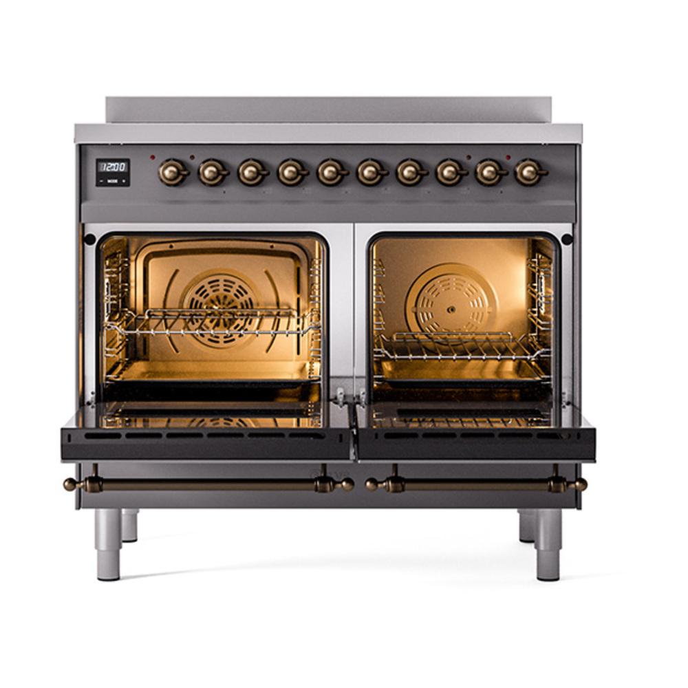 Ilve UNDI406NMPMGB Ilve Undi406Nmpmgb Nostalgie Ii Noblesse 40" Induction Range (Triple Glass Door, Graphite Matte, Burnished)