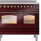 Ilve UPDI406NMPBUB Nostalgie Ii 40 Inch Electric Freestanding Range In Burgundy With Bronze Trim