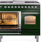 Ilve UPD40FNMPEGCLP Nostalgie Ii 40 Inch Dual Fuel Liquid Propane Freestanding Range In Emerald Green With Chrome Trim