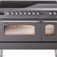 Ilve UPI486NMPMGC Nostalgie Ii 48 Inch Electric Freestanding Range In Matte Graphite With Chrome Trim