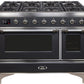 Ilve UM12FDNS3MGC Majestic Ii 48 Inch Dual Fuel Natural Gas Freestanding Range In Matte Graphite With Chrome Trim