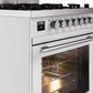 Ilve UP30WMPWHLP Professional Plus Ii 30 Inch Dual Fuel Liquid Propane Freestanding Range In White With Trim