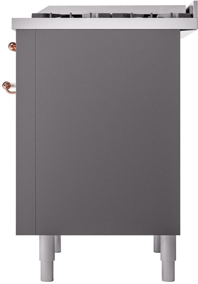 Ilve UP36FNMPMGP Nostalgie Ii 36 Inch Dual Fuel Natural Gas Freestanding Range In Matte Graphite With Copper Trim