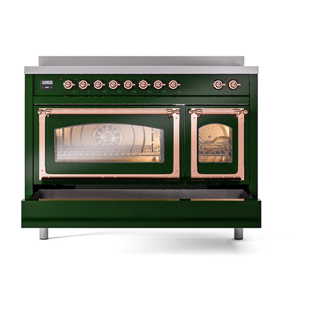 Ilve UNI486NMPEGP Ilve Uni486Nmpegp Nostalgie Ii Noblesse 48" Induction Range (Triple Glass Door, Emerald Green, Copper)