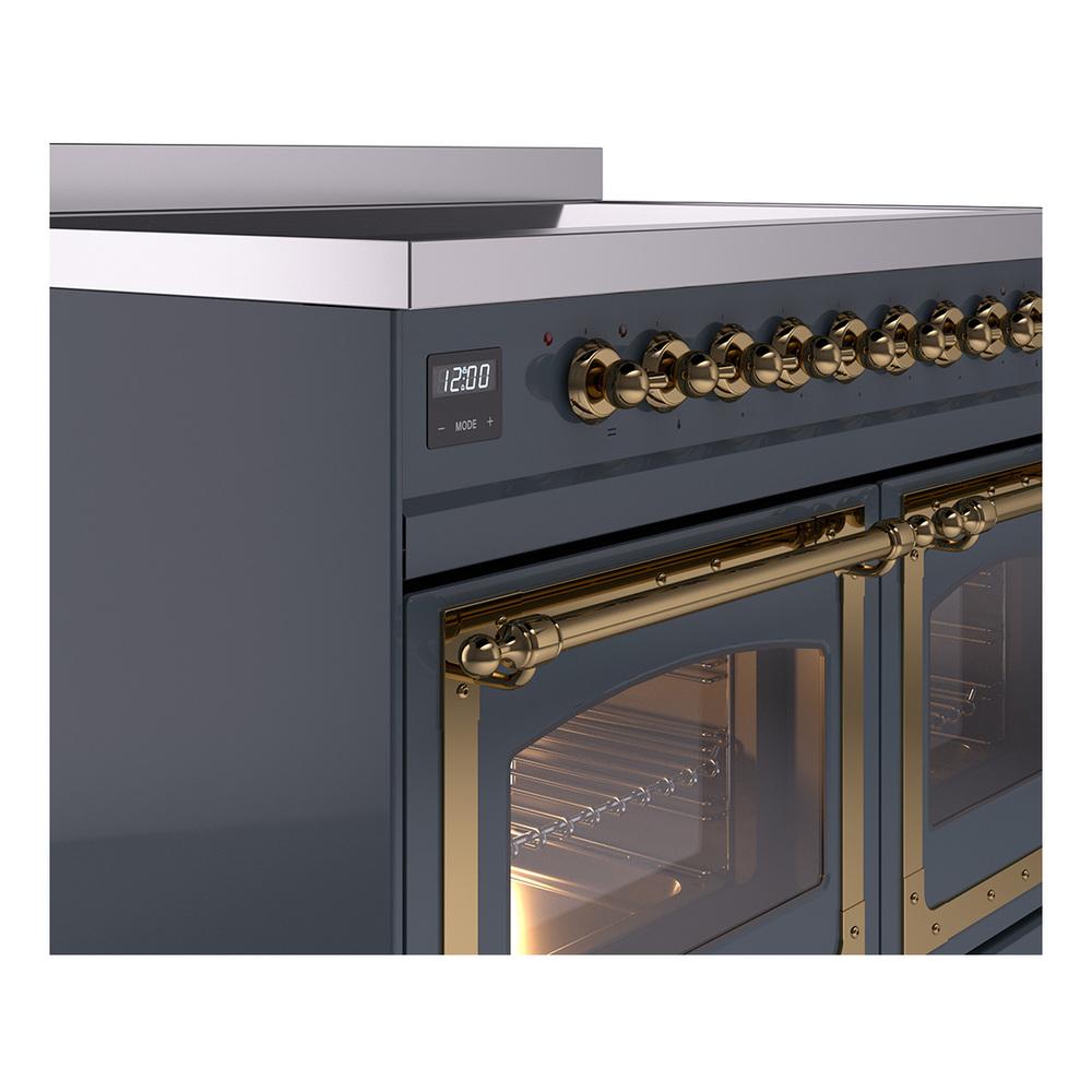 Ilve UNDI406NMPBGG Ilve Undi406Nmpbgg Nostalgie Ii Noblesse 40" Induction Range (Triple Glass Door, Blue Grey, Brass)