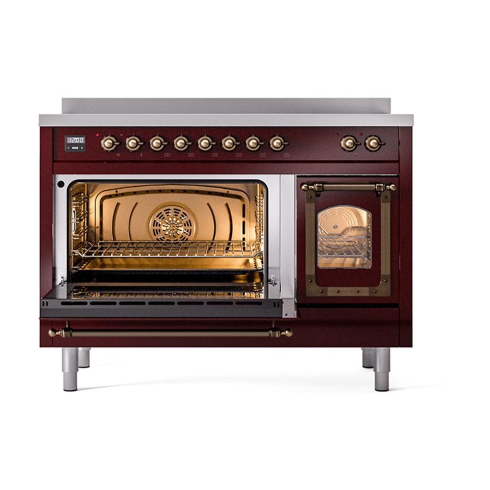 Ilve UNI486NMPBUB Ilve Uni486Nmpbub Nostalgie Ii Noblesse 48" Induction Range (Triple Glass Door, Burgundy, Burnished)