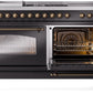 Ilve UP60FSNMPBKB Nostalgie Ii 60 Inch Dual Fuel Natural Gas Freestanding Range In Glossy Black With Bronze Trim