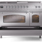 Ilve UP48FSNMPSSC Nostalgie Ii 48 Inch Dual Fuel Natural Gas Freestanding Range In Stainless Steel With Chrome Trim