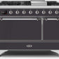 Ilve UM12FDQNS3MGC Majestic Ii 48 Inch Dual Fuel Natural Gas Freestanding Range In Matte Graphite With Chrome Trim