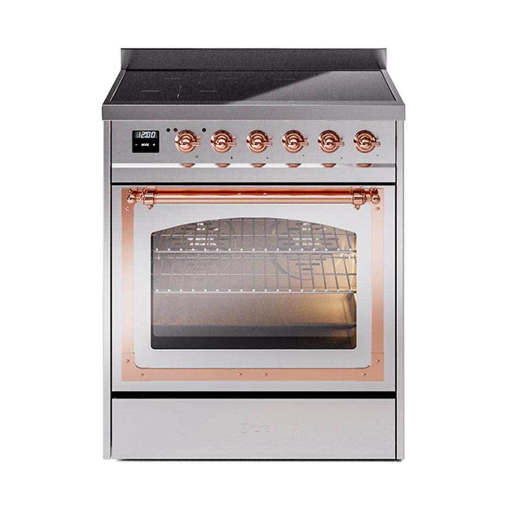 Ilve UNI304NMPSSP Ilve Uni304Nmpssp Nostalgie Ii Noblesse 30" Induction Range (Triple Glass Door, Stainless Steel, Copper)