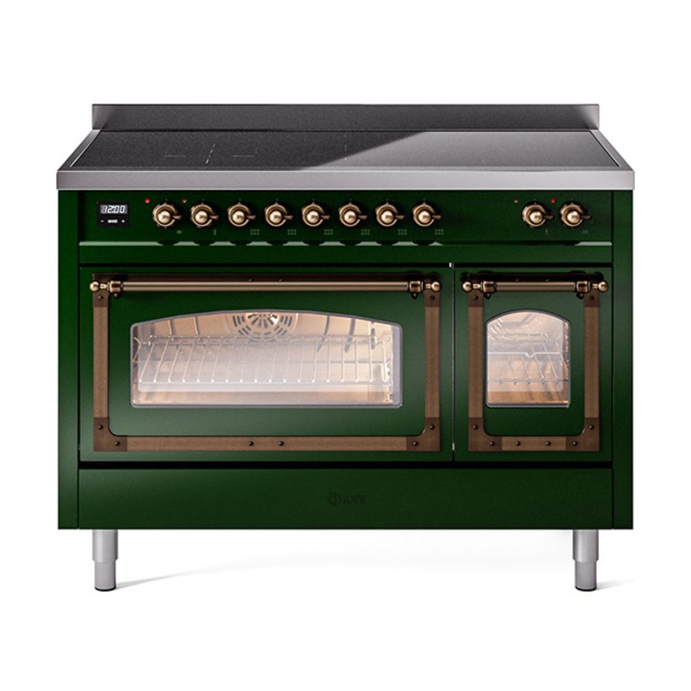 Ilve UNI486NMPEGB Ilve Uni486Nmpegb Nostalgie Ii Noblesse 48" Induction Range (Triple Glass Door, Emerald Green, Burnished)