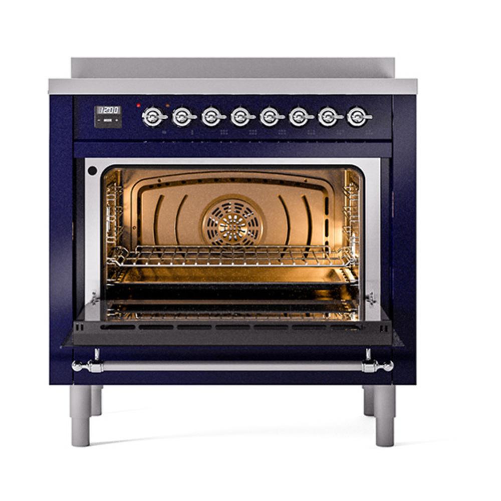 Ilve UNI366NMPMBC Ilve Uni366Nmpmbc Nostalgie Ii Noblesse 36" Induction Range (Triple Glass Door, Midnight Blue, Chrome)