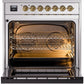 Ilve UP30NMPSSG Nostalgie Ii 30 Inch Dual Fuel Natural Gas Freestanding Range In Stainless Steel With Brass Trim