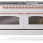 Ilve UP60FNMPWHPLP Nostalgie Ii 60 Inch Dual Fuel Liquid Propane Freestanding Range In White With Copper Trim