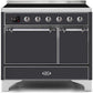 Ilve UMDI10QNS3MGC Majestic Ii 40 Inch Electric Freestanding Range In Matte Graphite With Chrome Trim