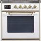 Ilve UM30DNE3WHGLP Majestic Ii 30 Inch Dual Fuel Liquid Propane Freestanding Range In White With Brass Trim