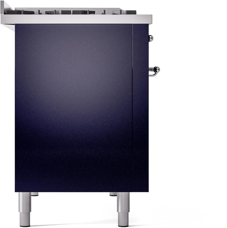 Ilve UP48FNMPMBC Nostalgie Ii 48 Inch Dual Fuel Natural Gas Freestanding Range In Blue With Chrome Trim