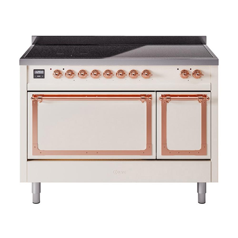 Ilve UNI486QNMPAWP Ilve Uni486Qnmpawp Nostalgie Ii Noblesse 48" Induction Range (Solid Door, Antique White, Copper)