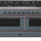 Ilve UM15FDNS3BGB Majestic Ii 60 Inch Dual Fuel Natural Gas Freestanding Range In Blue Grey With Bronze Trim