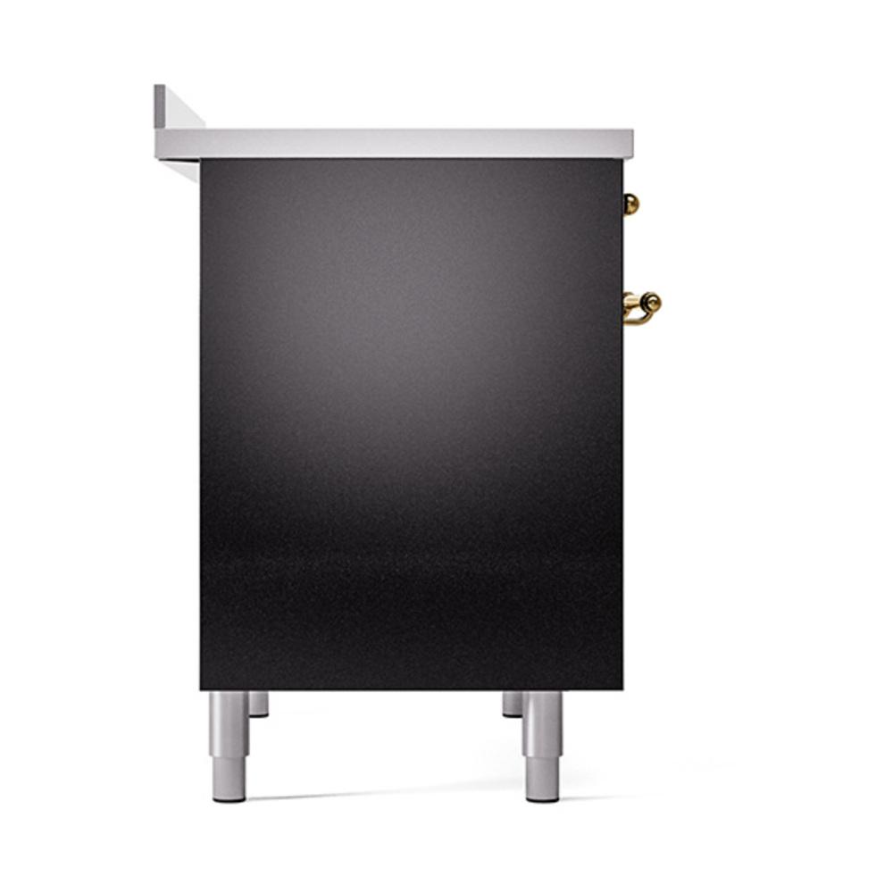 Ilve UNDI406QNMPBKG Ilve Undi406Qnmpbkg Nostalgie Ii Noblesse 40" Induction Range (Solid Door, Glossy Black, Brass)